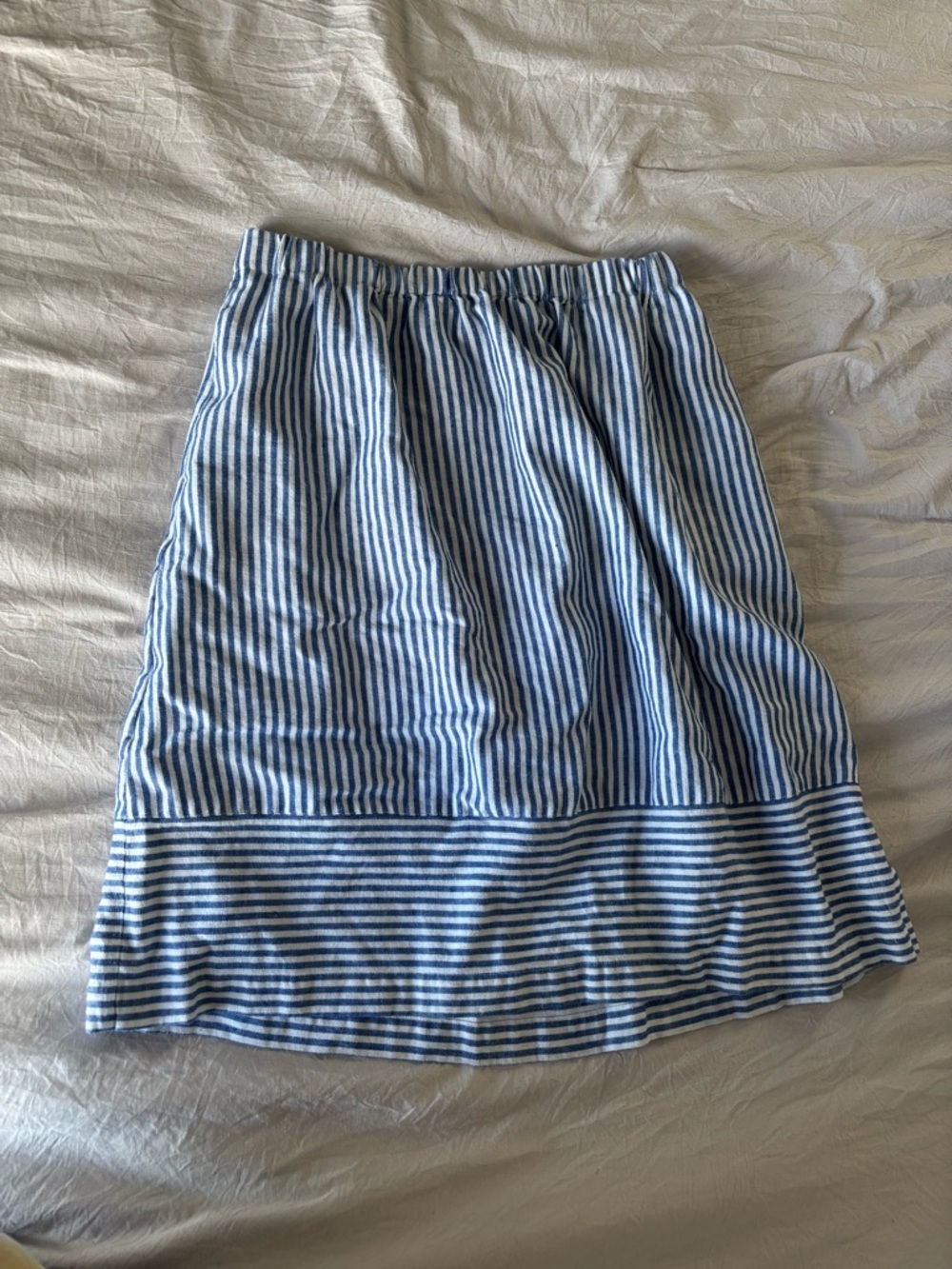 J. Crew Blue and White Striped Midi Skirt